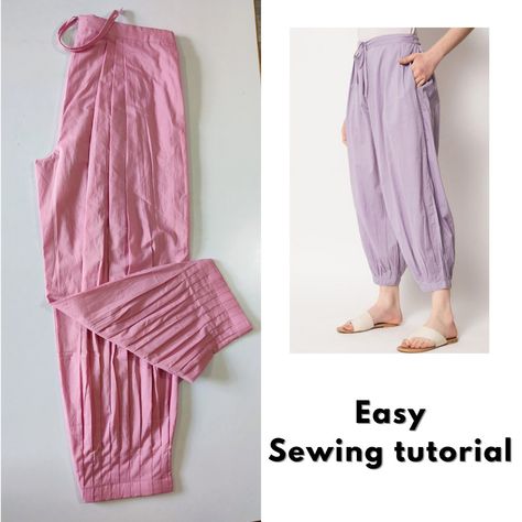 Tutorial Pant Models, Pleated Kurti, Afghani Salwar, Yellow Salwar, Pajama Design, Salwar Design, Sewing Beginners, Palazzo Designs, Baby Dress Tutorials