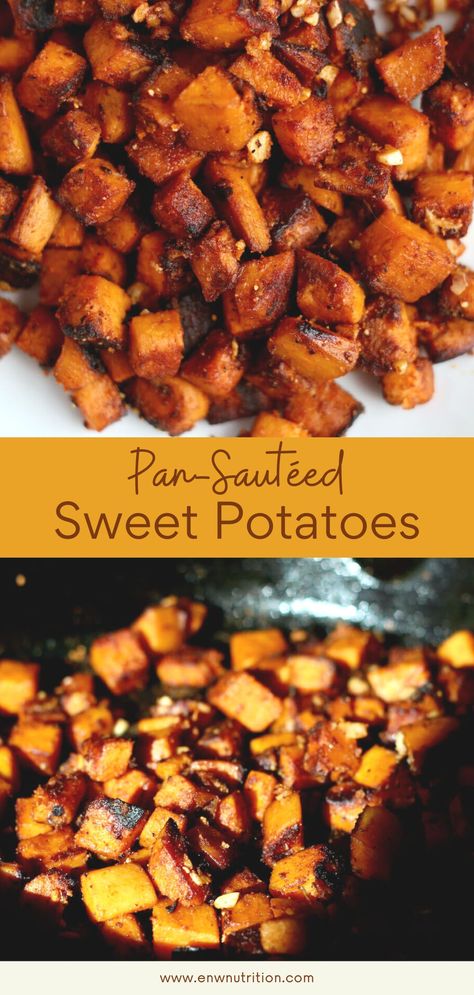 Pan Fried Sweet Potatoes, Sweet Potato Home Fries, Savory Sweet Potato Recipes, Sweet Potato Stir Fry, Sauteed Sweet Potatoes, Sweet Potato Side Dish, Sweet Potato Recipes Roasted, Sweet Potato Sides, Raw Sweet Potato