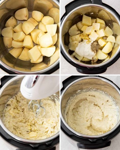 Instant Pot Garlic Mashed Potatoes are made with Russet potatoes, sour cream and butter for a creamy weekday side dish or a holiday dinner, like Thanksgiving, Christmas, or Easter. Instant Pot Garlic Mashed Potatoes, Herb Mashed Potatoes, Garlic Herb Mashed Potatoes, Thanksgiving Cooking, Garlic Mashed Potatoes, Garlic Mashed, Insta Pot, Family Cooking, Crockpot Meals