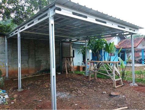 kanopi baja ringan bekasi Aluminum Window Awnings, Baja Ringan, Carport Designs, Outdoor Cafe, Window Awnings, Canopy Design, Shed Homes, Canopy Outdoor, Home Design Decor