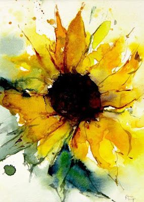 Watercolour Sunflower, Ink And Watercolor, Watercolor Sunflower, Painting Flowers, Oil Painting Flowers, Flowers Art, Art Ink, Ipad Case, Greeting Card