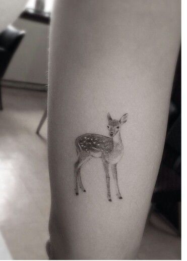 240 Deer Tattoo Ideas and Designs (2023) - TattoosBoyGirl Tattoo Simple Design, Bambi Tattoo, Fawn Tattoo, Deer Tattoo Designs, Quote Tattoos Placement, Sweets Ideas, Dr Woo, Deer Tattoo, Small Girl Tattoos