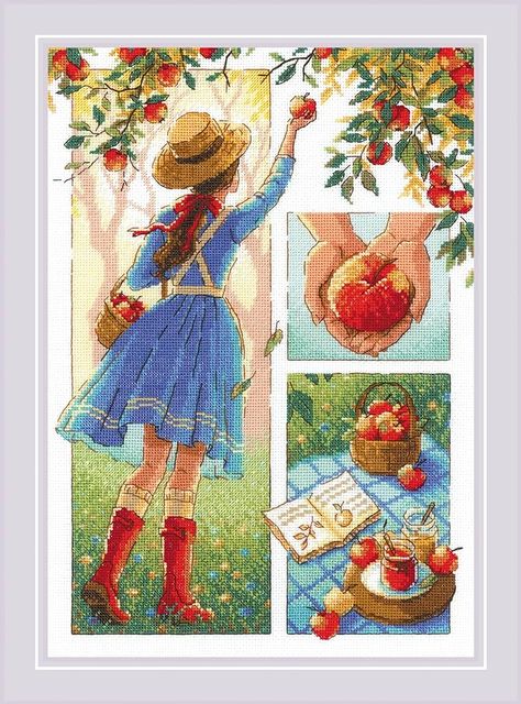 Amazon.com: RIOLIS Counted Cross Stitch kit 2201 Apple Day Cross Stitch Apple, Cross Stitch Apple Pattern, Riolis Cross Stitch, Apple Cross Stitch, Fruits Cross Stitch Pattern, Grapes Cross Stitch, Grapes Cross Stitch Pattern, Apple Day, Needlework Patterns