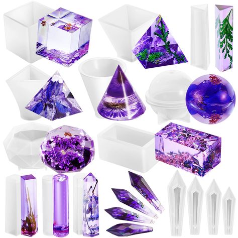 PRICES MAY VARY. Crystal mold set: this set includes 15 different shapes and sizes crystal resin pendant molds, the sufficient quantities and styles will meet your various needs, to help you create more jewelry crafts and ornaments Nice material: our pendulum resin molds are made of silicone material, reusable and flexible, not easy to break, you can use them for a long time, they are also easy to clean and store after use Simple to release: these sphere crystal silicone molds are designed with How To Make Resin, Resin Jewelry Molds, Epoxy Resin Diy, Silicone Resin Molds, Silicone Resin, Jewellery Moulds, Crystal Resin, Casting Resin Molds, Pretty Decor