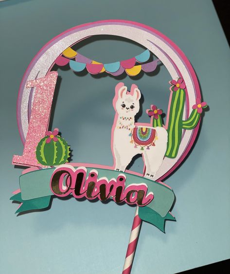 Llama Cake Topper, Cardstock Cake Topper, Bubble Guppies Theme, Llama Cake, Bubble Guppies Party, Llama Party, Birthday Party Treats, Treat Toppers, Llama Birthday