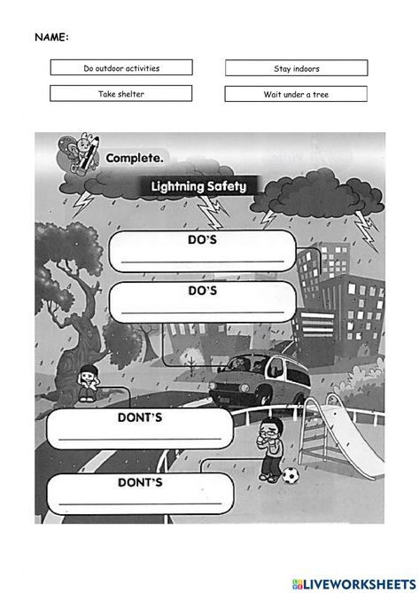 Lightning safety worksheet Safety Rules Worksheet, Public Safety Worksheets For Grade 3, How To Survive A Lightning Strike, Lightning Safety, Supporting Details, Making Inferences, Drawing Conclusions, Fact And Opinion, Compare And Contrast