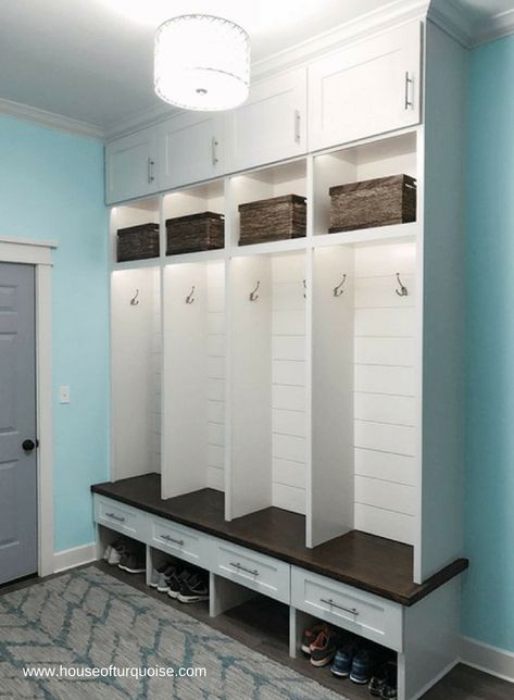 Awesome "laundry room storage diy cabinets" detail is readily available on our web pages. Have a look and you will not be sorry you did. #laundryroomstoragediycabinets Mudroom Cubbies, Farmhouse Mudroom, Mudroom Cabinets, Small Laundry Room Organization, Room Storage Diy, Mudroom Lockers, Mudroom Organization, Mudroom Entryway, Mudroom Decor