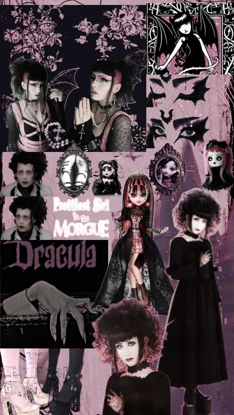 #goth #pinkgoth #manasama #draculaura #edwardscissorhands #gothic Goth Draculaura, Pink Goth, Edward Scissorhands, Dracula, Cute Art, Quick Saves, Art