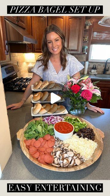 Tara Panasiuk on Instagram: "PIZZA BAGEL SERVING IDEA 🍕🥯 Comment “PIZZA” to be sent the list of toppings we set out and all the trays/serving items used 🩷

This is so fun for your summer entertaining or dinner nights! We will sometimes use Pillsbury biscuits or pizza dough, but decided to give bagels a try this time and they were so yummy 😍🙌🏻 

Hope you enjoy!🤗

#summerentertaining #pizzanight #foodie #dinnerideas" Pizza Charcuterie Board Ideas, Pizza Charcuterie Board, Pizza Platter, Pizza Bagel, Pillsbury Biscuits, Boards Charcuterie, Pizza Board, Pizza Bagels, Stuffed Bread