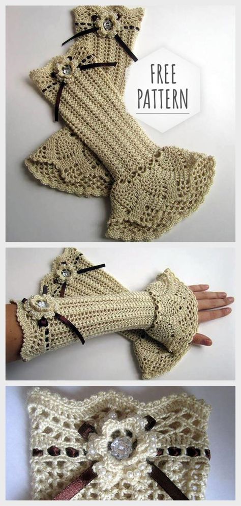 Gloves Pattern Crochet, Crocheted Gloves, Crochet Autumn, Crochet Gloves Pattern, Confection Au Crochet, Gloves Pattern, Crochet Design Pattern, Crochet Clothing And Accessories, Kawaii Crochet