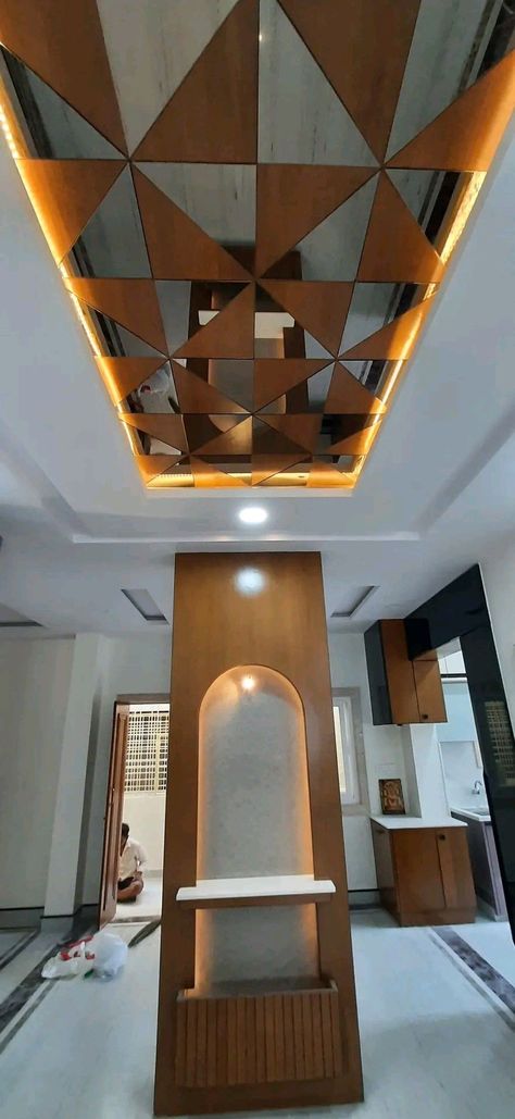 #interiordecorating #walldecor #deco #homedecorlovers #luxuryhomes #furnituredesign #instagood #love #d #homedeco Mirror False Ceiling, Mirror False Ceiling Design, Above Tv Wall Decor, Wall Decora, Wooden Ceiling Design, Mirror Ceiling, Wall Decoration Ideas, Classroom Wall Decor, Office Interior Design Modern