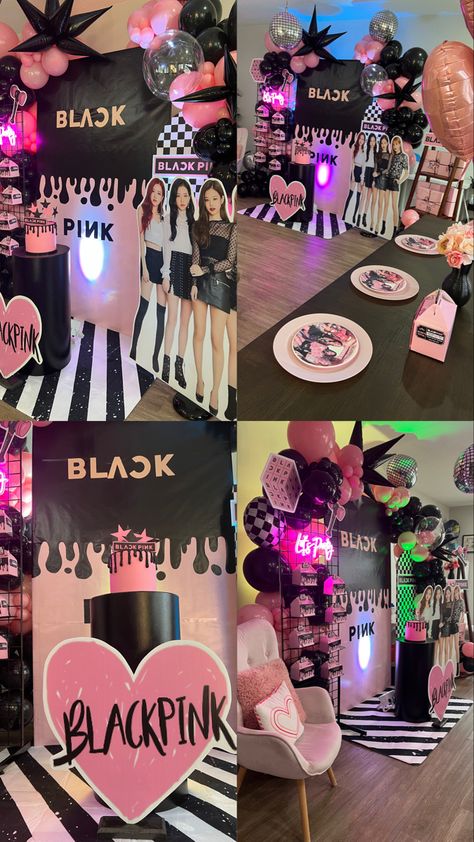 #blackpink #blackpinkkpop #blackpinkparty Black Pink Birthday Party Ideas, Blackpink Birthday Party, Black Pink Party, Party Photoshoot, Blink Book, Black Pink Background, Pink Birthday Party, Make Your Dreams Come True, Say Cheese