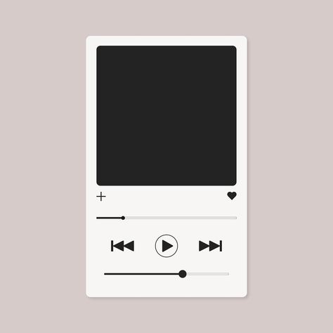 Listening To Music Background, Black And White Music Icon, Apple Music Template, Music Player Aesthetic, Music Background Design, Music Player Png, Music Layout, Music Player Template, Music Polaroid