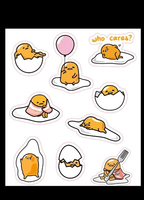 Sanrio Sticker Sheet, Sanrio Gudetama, Lazy Egg, Aesthetic Sticker, Stickers Kawaii, Kitty Drawing, Hello Kitty Drawing, 카드 디자인, Switch Lite