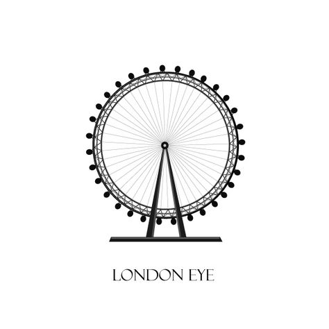 London Eye - by Katie Wilshaw  https://www.behance.net/Katie_W London Eye Sketch, London Eye Illustration, England Tattoo Ideas, London Ferris Wheel, Europe Scrapbook, London Eyes, English Corner, England Map, Wheel Logo