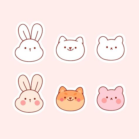 Cute Dog Cartoon, Dog Character, Rabbit Drawing, Cute Easy Doodles, Cute Food Drawings, Character Cartoon, Puppy Face, Bunny Face, Rabbit Cartoon