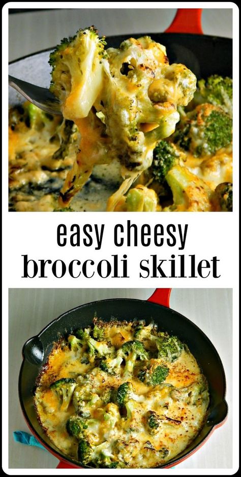 Broccoli And Meatballs, Cheesy Broccoli Bake, Broccoli Mozzarella Recipes, Cheesey Broccoli Recipes, Skillet Side Dishes, Easy Side Dishes For Dinner Quick, Good Sides For Chicken, Sauteed Broccoli Recipes, Cauliflower Casseroles