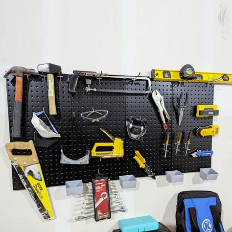 Wallmaster Pegboard Organizer Garage Storage - Have tools finally taken over your garage space? If you’re tired of scrambling to find what you need, consider organizing everything on a pegboard. It is the perfect method to clean up all those scattered tools, making your garage area appear larger and more orderly. If you need some inspiration, check out our list of the best garage pegboard ideas to get a jump on your project. Garage Pegboard Ideas, Pegboard Tool Organization, Pegboard Organization Garage, Tool Organization Ideas, Garage Pegboard, Tool Pegboard, Pegboard Ideas, Pegboard Garage, Steel Pegboard