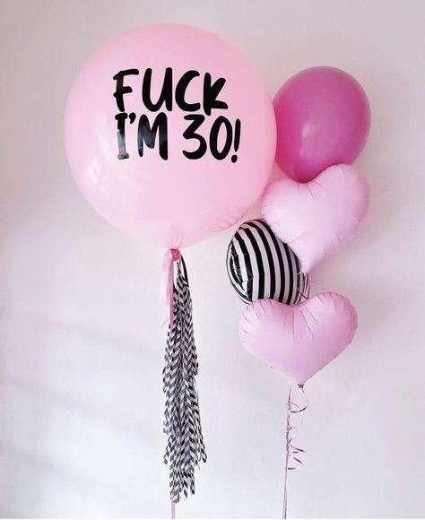 Tassels, Balloons, Birthday, Pink, White, Black