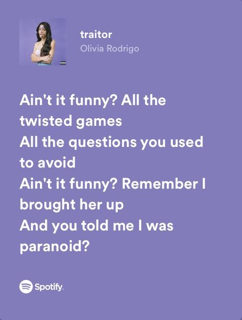 Olivia Rodrigo Spotify Lyrics, Olivia Rodrigo Spotify, Sour By Olivia Rodrigo, Hurt Lyrics, Olivia Song, Olivia Lyrics, Lyrics Meaning, Spotify Lyrics, Lyrics Aesthetic