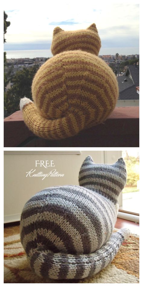 Knit Cat Stuffed Animal, Cat Knit Pattern Free, Cats Knitting Pattern, Easy Knit Toy Patterns Free, Cute Knitting Ideas Easy Patterns, Knitting Machine Animal Patterns, Knitting Patterns For Cats, Free Knit Amigurumi Patterns, Knitting Patterns Stuffed Animals