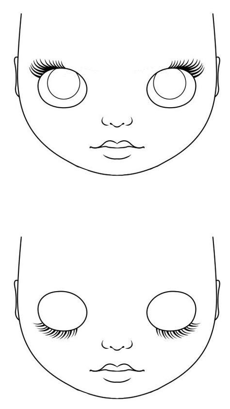 Blythe Bebek, Doll Face Paint, Doll Drawing, Face Template, Homemade Dolls, Rag Doll Pattern, Doll Painting, Doll Tutorial, Sewing Dolls