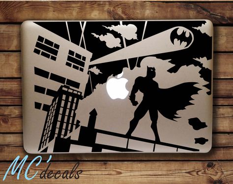 Laptop Vinyl Decal Ideas Cricut, Laptop Decals Cricut, Laptop Painting Ideas, Laptop Painting, Car Sticker Ideas, Macbook Decal Stickers, Mac Decals, Marvel Paintings, Computer Decal