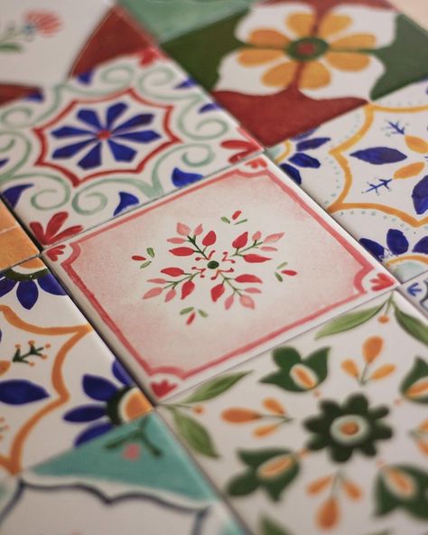 Here’s a post just to show off the beautiful work our workshop participants have been creating at the studio! Would you believe that each of these tiles was created by someone painting ceramics for the first time?! Forget ceramics, so many of them haven’t held a paintbrush in ages! Yet, after every workshop, I’m spellbound by how uniquely beautiful each tile is. Everyone starts of with the same colours, the very same design templates, but by the end of the workshop, no two tiles look the same... Pottery Tiles Ideas Design, Someone Painting, Idea Of Painting, Tile Painting, Painting Ceramics, Pottery Tiles, Tiles Ideas, Painting Workshop, Creative Workshop