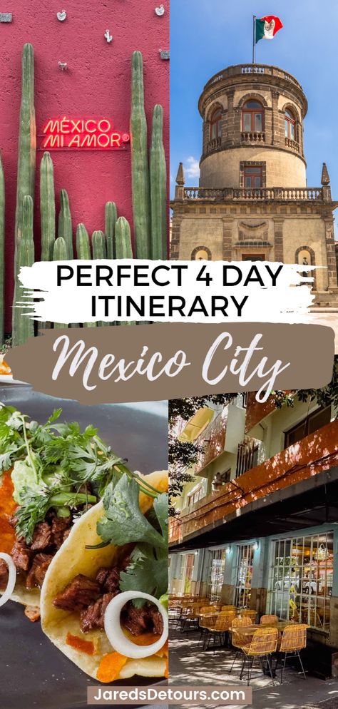 Mexico City is an amazing city, and we’re sharing the perfect 4 day Mexico City travel itinerary. From the best places to visit, where to stay, things to do, and food, this is the complete Mexico City travel guide. It includes CDMX’s historic neighborhoods of Coyoacán, Polanco, Roma Norte, and San Ángel, and Zócalo, plus Mexico City day trips and Teotihuacan. Mexico travel Mexico City Itinerary, Things To Do In Mexico City, Mexico City Vacation, Mexico City Travel Guide, Mexico City Travel, Explore Mexico, Mexico Travel Guides, Arizona Travel, American Travel