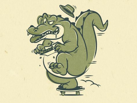 Allie Gator by Dermot Reddan on Dribbble Alligators Art, Sports Logo Design, Small Tattoo Designs, Retro Illustration, Cartoon Character Design, Childrens Illustrations, Animal Illustration, Alligator, Global Community