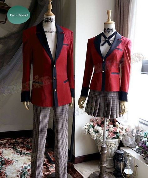 Kaede Manyuda, Kakegurui Cosplay, Uniform Costume, School Uniform Outfits, School Uniform Fashion, Burgundy Jacket, Body Measurement, School Dresses, Uniform Fashion