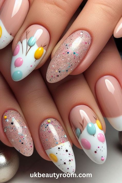 Step into the Easter vibe with these 21 fantastic nail designs! Whether it’s adorable bunnies or vibrant eggs, we’ve got you covered to make your nails pop! Spring, pretty pastel color, easy, natural, cute, simple, gel, acrylic, dip, for short nails, coffin, short, almond shape, long Pastel Nail Art, Neon Nail Art, Pink Nail Art Designs, Festive Nail Designs, Almond Nail Art, Simple Spring Nails, Adorable Bunnies, Nail Art Stripes, Easter Nail