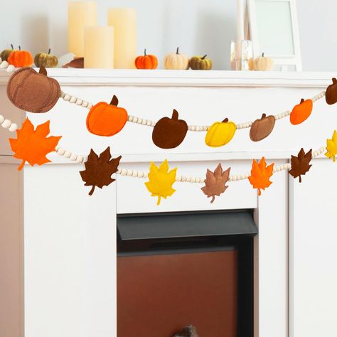 PRICES MAY VARY. Fall Decor: You can DIY 2 pcs 4.92 ft fall leaves decor and fall pumpkin decor; The cute fall garland package include 108 pcs 0.59" wood beads, 16 pcs felt maple leaves and pumpkins with 4 colors and 2 pcs threading tools for this fall season Well Made: These are really cute fall decorations indoor; Handmade felt pumpkins are very vibrant and well made; Neat fabric maple leaves with the design and variety of colors; You'll be happy with the fall decorations for home to add the j Fall Homemade Decor, Garland Wood Beads, Thanksgiving Decorations For Home, Fireplace Farmhouse, Maple Leaf Decor, Farmhouse Halloween Decor, Farmhouse Fireplace Decor, Harvest Theme, Thanksgiving Garland