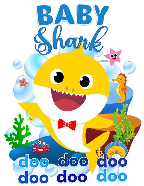 Baby Shark Cocomelon, Baby Shark Printable, Baby Shark Name, Baby Shark Shirt, Shark Printables, Birthday Fiesta, Baby Shark Doo Doo, Shark Themed Birthday Party, Shark Family