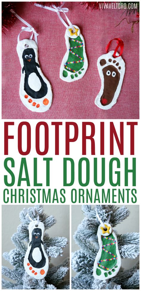 Foot Print Christmas Ornaments, Salt Dough Christmas Ornaments Footprint, Salt Dough Plate, Snowman Salt Dough Ornaments, Foot Ornaments For Kids, Salt Dough Feet Prints Christmas, Salt Dough Ornaments Baby Foot, Foot Salt Dough Ornaments, Handprint Salt Dough Ornaments