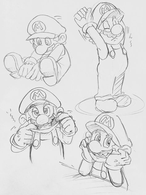 Cartoon Drawing Disney, Mario Drawing Ideas, Super Mario Sketch, Mario And Luigi Drawing, Mario Bros Drawing, Mario Reference, Mario Sketch, Super Mario Drawing, Gaming Drawing