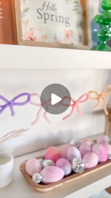 Allison Joy on Instagram: "I’ve been wanting to make a bow garland since I saw my friend @perkinspartyof5 gorgeous felt version!! I used rainbow pipe cleaners for this and love how subtle it is. It makes me happy to see it hanging with the rest of the spring decor. Are you in spring mode yet?" Pipe Cleaner Garland, Bow Garland, Spring Things, Make A Bow, Hippity Hoppity, Spring Decorating, Pipe Cleaners, Easter Crafts Diy, Craft Corner