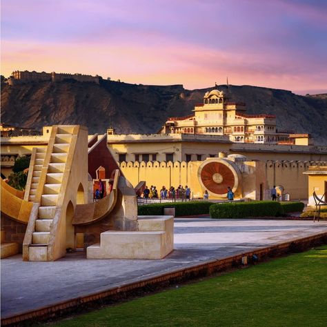 The Jantar Mantar monument in Jaipur, Rajasthan is a collection of nineteen architectural astronomical instruments built by the Rajput king Sawai Jai Singh II.   #India #IncredibleIndia #JantarMantar #Rajasthan #Jaipur #pinkcity #jaipurdiaries #usatoindia #usa #traveler Rajput King, Jantar Mantar Jaipur, Rajasthan Jaipur, Jantar Mantar, Boy Blurred Pic, Mall Design, Golden Temple, North India, Historical Places