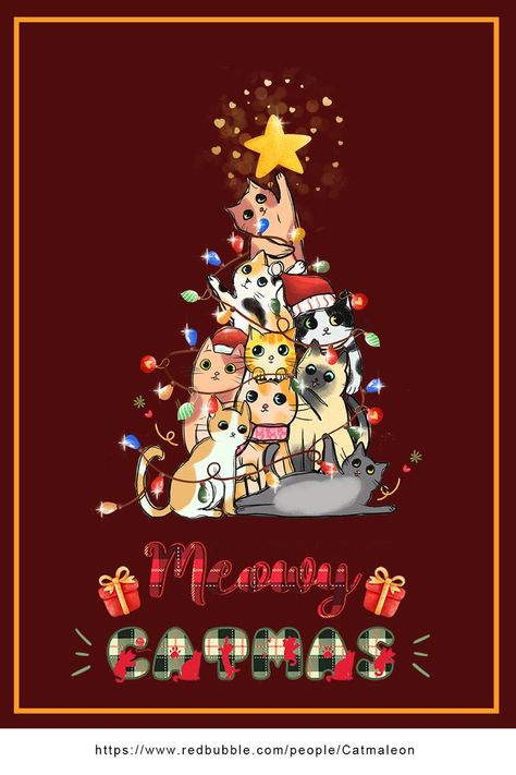 Happy Meowy Catmas Merry catsmas hooman christmas gift for cat lovers winter season Winter Season Aesthetic, Cute Cats Black, Cats Calico, Cats Tree, Aesthetic World, Cats Tabby, Cat Tree Designs, Cats White, Season Aesthetic