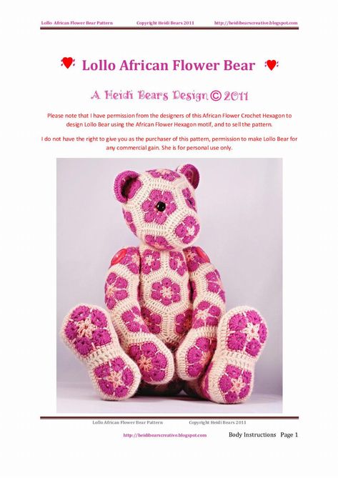 African Flower Elephant Pattern Free, African Flower Crochet Animals Pattern, African Flower Crochet Animals Free Pattern, African Crochet, African Flower Crochet Animals, Scrap Crochet, Crochet African Flowers, Flower Bear, Knitting Hacks