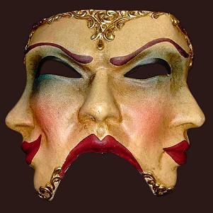 masquerade-trifaccia-dipinta-mask Theatre Masks, 3 Face, Pantomime, Venetian Masks, White Mask, Venetian Mask, Masks Art, Carnival Masks, Arte Inspo