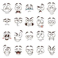 Cartoon Faces Expressions, Funny Cartoon Faces, Drawing Cartoon Faces, Cartoon Face, Cartoon Eyes, Ink Blot, Funny Character, Cartoon Faces, Face Expressions