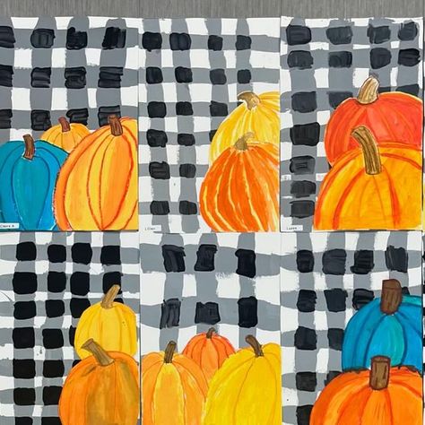 Jordan Hale on Instagram: "3rd Grade “Pumpkins & Plaid” are complete! Definitely one of my favorite Fall projects ☺️ why not have blue and orange complementary pumpkins!? Students always enjoy learning about the history of plaid too. Original lesson by @howgraythouart 
.
.
.
#pumpkins #fall #plaid #painting #artclass #artday #arteducation #artteacher #artteacherofig #ilovemyjob #iamateacher #elementaryartteacher #artlessons #kidscreate #primaryart #art #artlife #artteacherlife #elementaryart #elementary #creative #education #educator #arteducation #iteachart #teachersofinstagram #artsy #teachart #ElementaryArtEducation #teacherlife #artteachersofinstagram" Third Grade Art Project, Third Grade Art, Fall Art Projects, Kids Create, Perspective Art, Fall Projects, Autumn Art, Elementary Art, Teaching Art