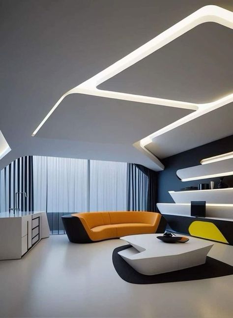 Top 25 + Exclusive Living Room Home Decoration Ideas | Special Living Room Decor | Home Decor Ideas Modern Futuristic Interior, Bachelor Pad Living Room, Futuristic Room, Space Futuristic, Futuristic Interior Design, Down Ceiling Design, Black Bedroom Decor, Innovative Office, Office Ceiling