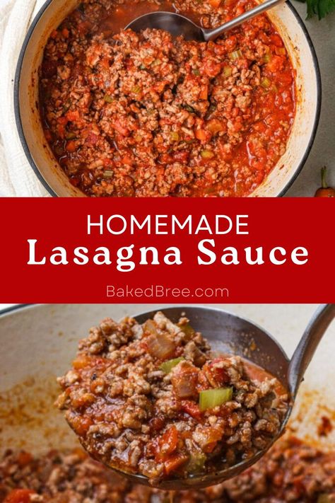 If you think your lasagna is in need of a makeover, make it over with this Tomato Sauce for lasagna, which features two meats, five veggies, herbs, spices, and even a glass of red wine! Pasta Sauce For Lasagna, Best Sauce For Lasagna, Tomato Sauce For Lasagna, Best Lasagna Sauce, Homemade Sauce For Lasagna, Homemade Meat Sauce For Lasagna, Lasagne Sauce Recipe, Lasagna Meat Sauce Recipe, Homemade Lasagna Sauce