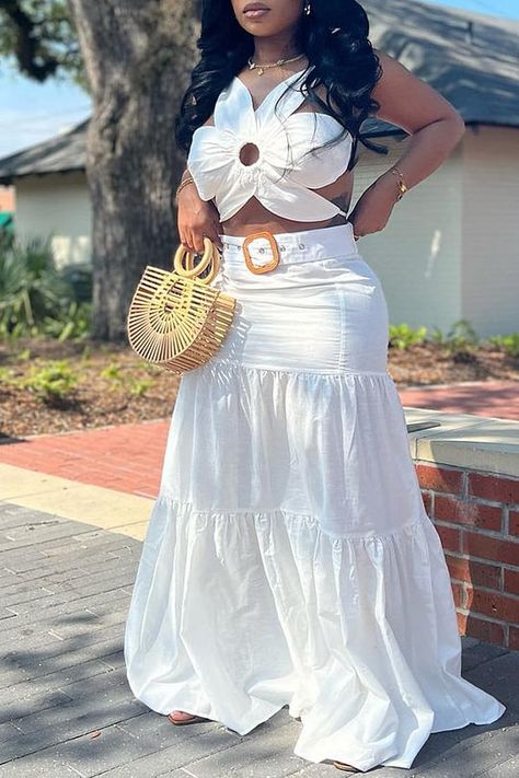 Best Sellers Top Skirt Set, White Summer, Up Girl, Two Piece Dress, Mode Outfits, Piece Dress, Casual Outfit, Chic Outfits, Plus Size Fashion