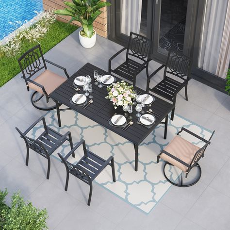 Outdoor Dining Table Setting, Expandable Table, Stackable Dining Chairs, Swivel Dining Chairs, Metal Dining Table, Swivel Chairs, Metal Dining Chairs, Patio Dining Table, Patio Dining Chairs