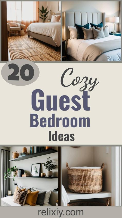 20 Super Cozy Guest Bedroom Ideas You Must Try Cozy Guest Bedroom Ideas, Spare Bedroom Decor, Cozy Guest Bedroom, Small Guest Bedroom Ideas, Small Guest Rooms, Guest Bedroom Ideas, Small Guest Bedroom, Guest Bedroom Makeover, Plush Bedding