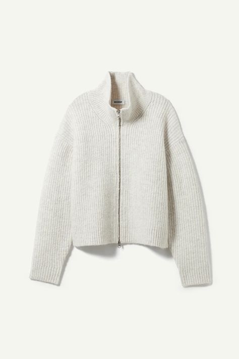 Snug Zip Cardigan - Off-white - Weekday GB