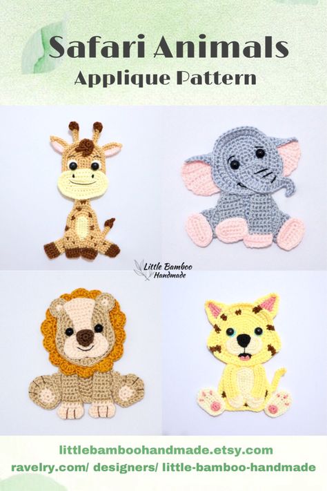 Crochet Applique Animals, Crochet Baby Blanket Animals, Crochet Flat Animals, Free Crochet Teddy Bear, Teddy Bear Applique, Teddy Bear Patterns, Bear Applique, Crochet Elephant Pattern, C2c Crochet Blanket